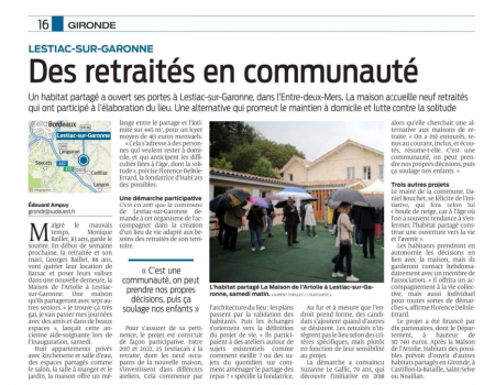 Article sud ouest Inauguration Lestiac Article sud ouest Inauguration Lestiac